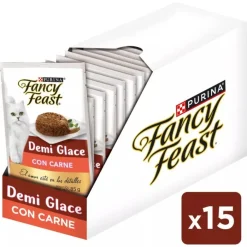 Fancy Feast - Purina Húmedos^Alimento húmedo Fancy Feast Demi Glace Carne 85g PACK 15 Unidades