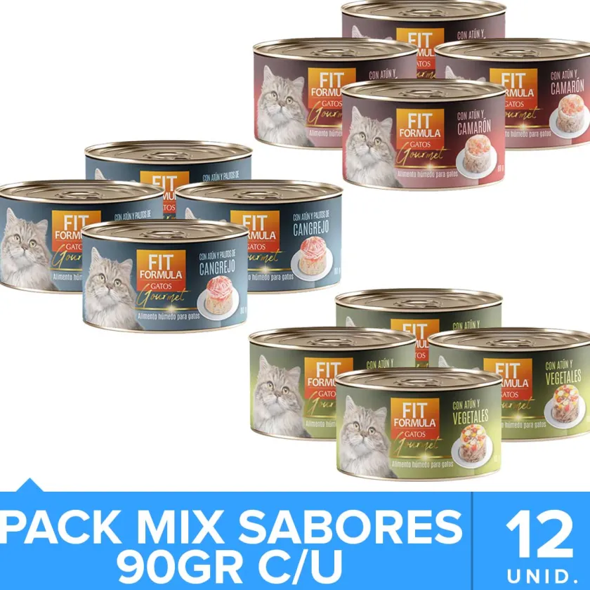 Fit Formula Húmedos^Alimento Húmedo Gato Gourmet Pack Sabores 12 un