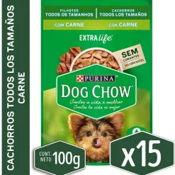 Dog Chow - Purina Húmedos^Alimento húmedo para perro DOG CHOW® Cachorros con Carne sobre 100gr Pack 15 Unidades