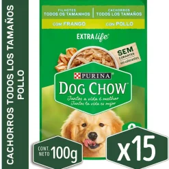 Dog Chow - Purina Húmedos^Alimento húmedo para perro DOG CHOW® Cachorros con Pollo sobre 100gr Pack 15 Unidades