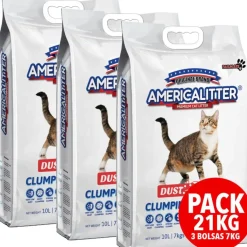 America Litter Arenas^Dust Free 7kg x 3 Unidades Pack 21kg