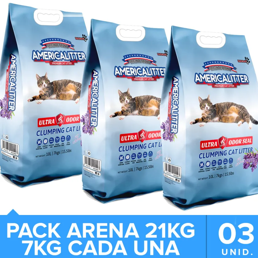 America Litter Arenas^Ultra Odor Seal Lavanda Pack 21kg