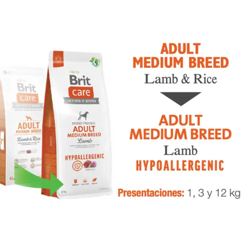 Brit Care Adultos (1 A 7 Años)^Adult Medium Breed Lamb Hypoallergenic 1kg
