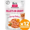 Brit Care Húmedos^Cat Fillets in Gravy Pouch Salmon 85gr Pack 12 Unidades