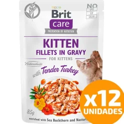 Brit Care Húmedos^Cat Pouch Kitten Sabor Pavo 85gr Pack 12 Unidades