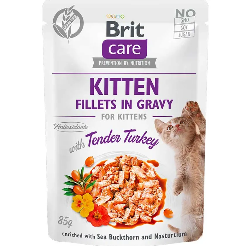 Brit Care Húmedos^Cat Pouch Kitten Sabor Pavo 85gr Pack 6 Unidades