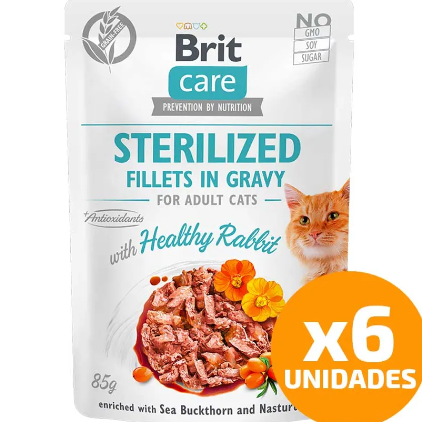 Brit Care Húmedos^Cat Pouch Sterilized Rabbit 85gr Pack 6 Unidades