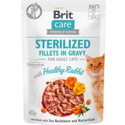 Brit Care Húmedos^Cat Pouch Sterilized Rabbit 85gr Pack 12 Unidades