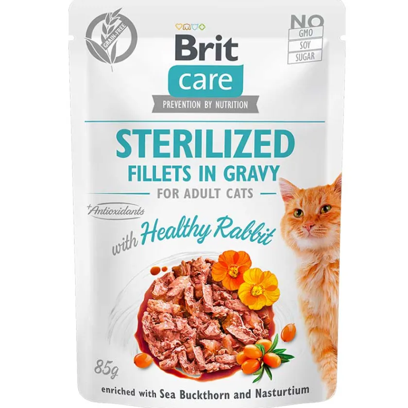 Brit Care Húmedos^Cat Pouch Sterilized Rabbit 85gr Pack 6 Unidades
