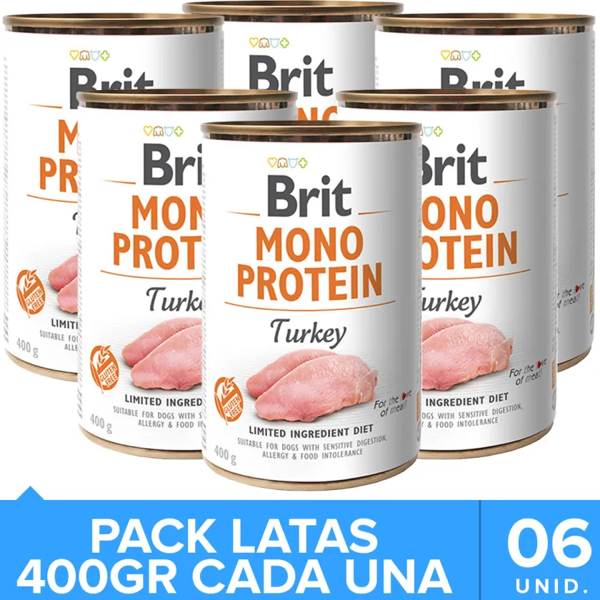 Brit Care Húmedos^Mono Protein Pavo Pack 6 Unidades