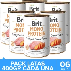 Brit Care Húmedos^Mono Protein Pavo y Papa Dulce Pack 6 Unidades