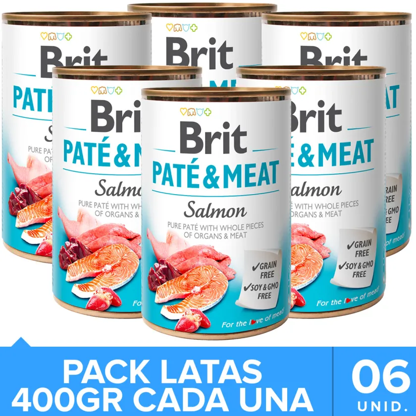 Brit Care Húmedos^Paté & Meat Salmón - Pack 6 Unidades
