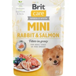 Brit Care Galletas Y Snacks | Adultos (1 A 7 Años)^Pouch Mini Rabbit & Salmon fillets in gravy 85 grs