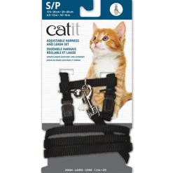 Cat it Arnes, Collares, Correas^Arnes Small con trailla para Gatos color negro