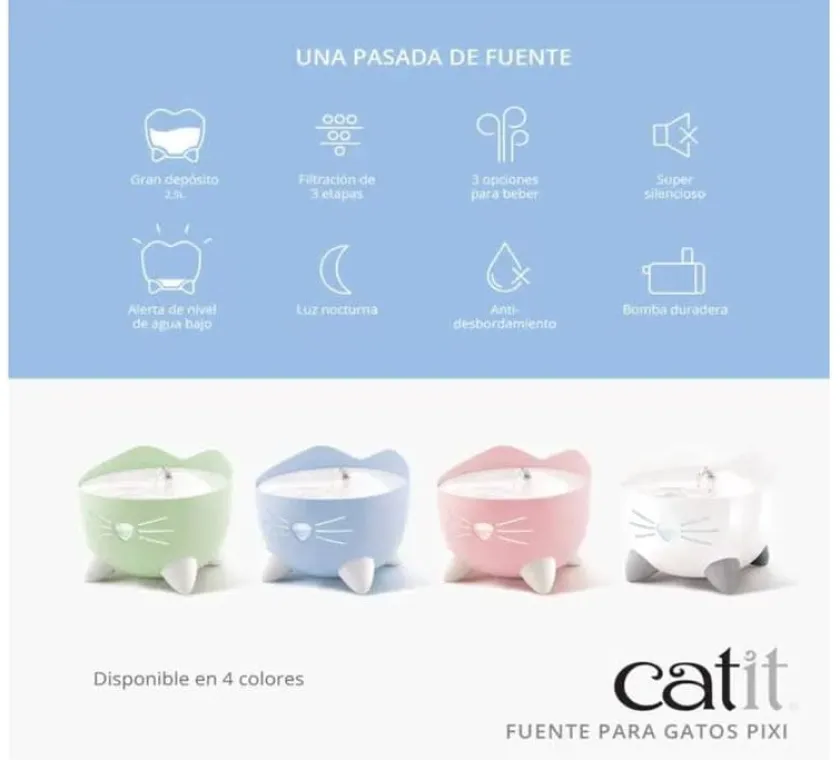 Cat it Comederos Y Fuentes De Agua^Fuente bebedera Pixi 2.5lts Menta