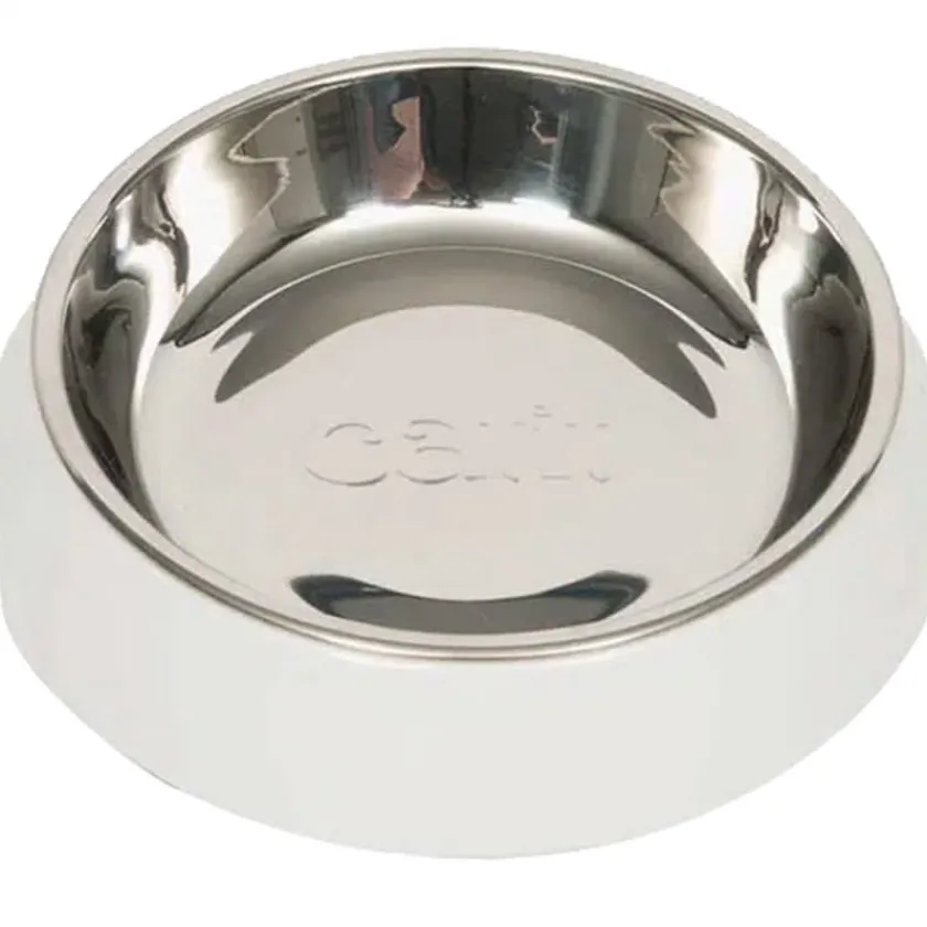 Cat it Comederos Y Fuentes De Agua^Plato Acero Inoxidable con Borde Bajo Color Blanco