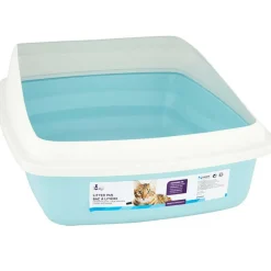 Cat Love Areneros | Baños Sanitarios (areneros)^Baño Abierto Con Borde Celeste y Gris