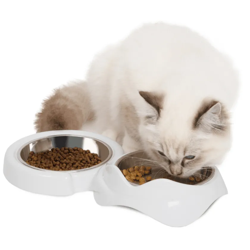 Cat it Comederos Y Fuentes De Agua | Adultos (1 A 7 Años)^Catit Pixi Comedero Doble Borde Bajo