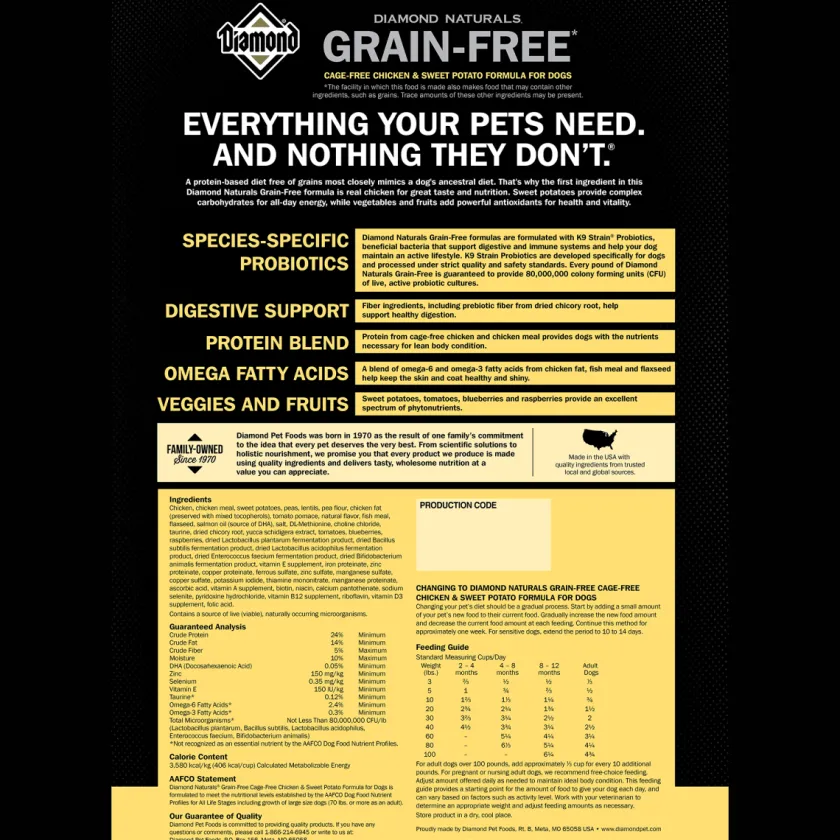 Diamond Naturals Senior (+7 Años)^Dog Chicken And Sweet Potato Grain Free 6.35 Kg