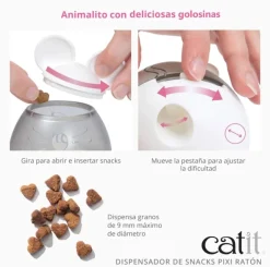 Cat it Comederos Y Fuentes De Agua | Control Peso^Dispensador De Snack Para Gatos Catit PIXI Ratón