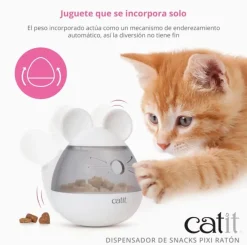 Cat it Comederos Y Fuentes De Agua | Control Peso^Dispensador De Snack Para Gatos Catit PIXI Ratón