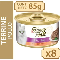 Fancy Feast - Purina Húmedos^Fancy Feast Terrine con Pollo 85gr x 8 Unidades (Chunky Chicken Feast)