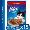 Felix - Purina Húmedos^Felix Adultos Carne en Salsa 85gr Pack 15 Unidades