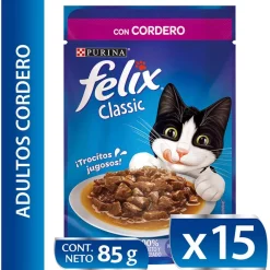 Felix - Purina Húmedos^Felix Adultos Cordero en Salsa 85gr Pack 15 Unidades