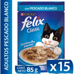 Felix - Purina Húmedos^Felix Adultos Pescado Blanco 85gr Pack 15 Unidades