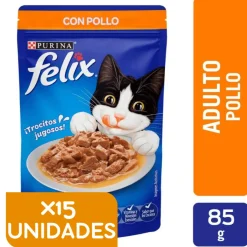 Felix - Purina Húmedos^Felix Adultos Pollo 85gr Pack 15 Unidades