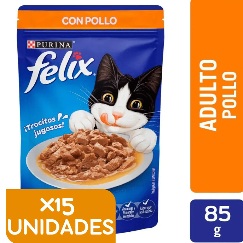 Felix - Purina Húmedos^Felix Adultos Pollo 85gr Pack 15 Unidades