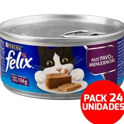 Felix - Purina Húmedos^Felix en Latas - Solo Paté Pavo y Menudencias - Pack 24 unidades
