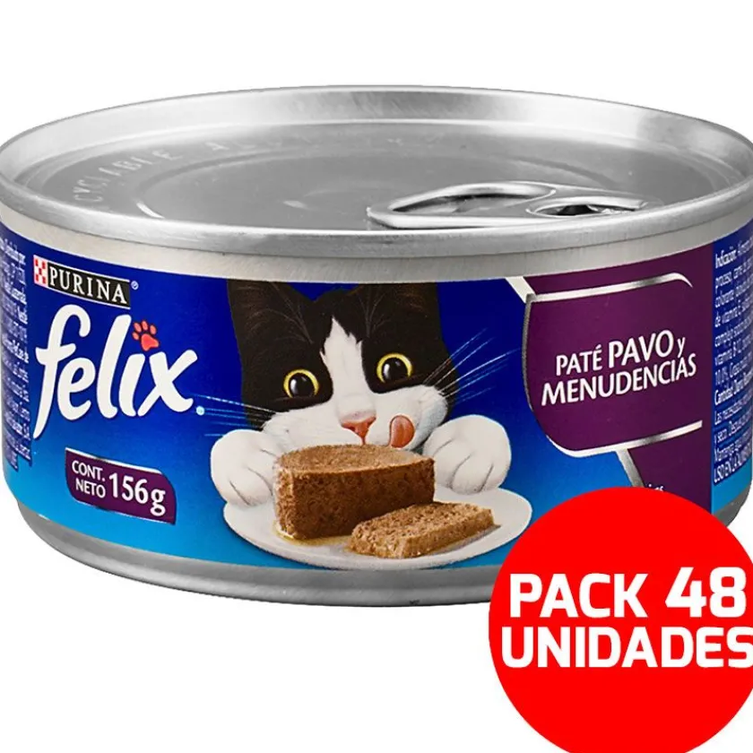Felix - Purina Húmedos^Felix en Latas - Solo Paté Pavo y Menudencias - Pack 48 unidades