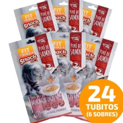 Fit Formula Húmedos^Snack para Gatos Pure de Salmón 60gr Pack 6 Sobres