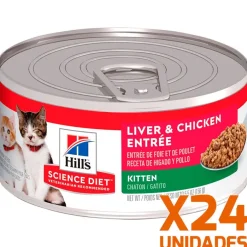 Hills Húmedos^Lata Cat Kitten - Receta de Higado de Pollo Pack 24 Unidades