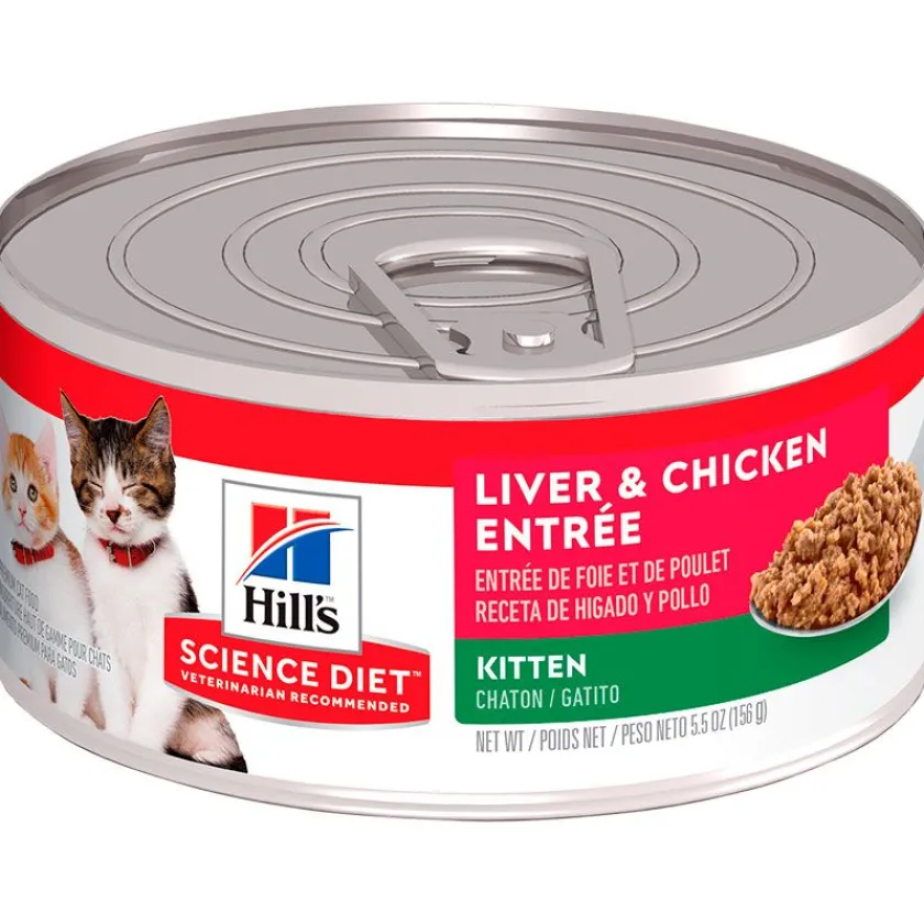 Hills Húmedos^Lata Cat Kitten - Receta de Higado de Pollo 156gr