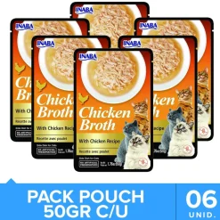 Inaba Húmedos^Churu Broth Pouch Gatos Sabor Pollo 50gr Pack 6 unidades