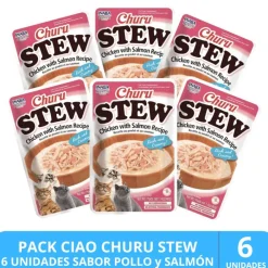 Inaba Húmedos^Churu Cat Stew Chicken Salmon 40 gr PACK 6 Unidades