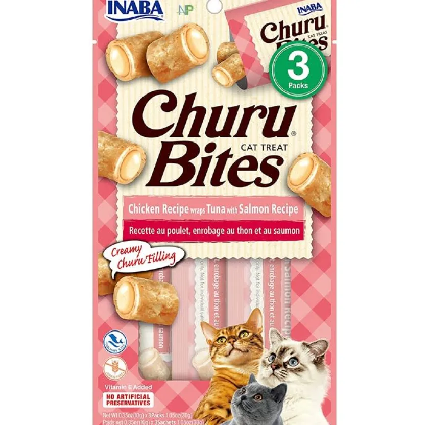 Inaba Galletas^Ciao Churu Bites de Atún con Salmón envueltos en Wraps de pollo (30gr)