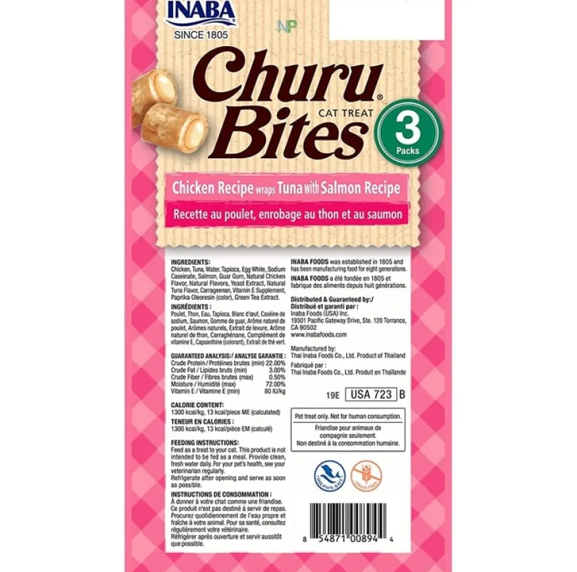 Inaba Galletas^Ciao Churu Bites de Atún con Salmón envueltos en Wraps de pollo (30gr)