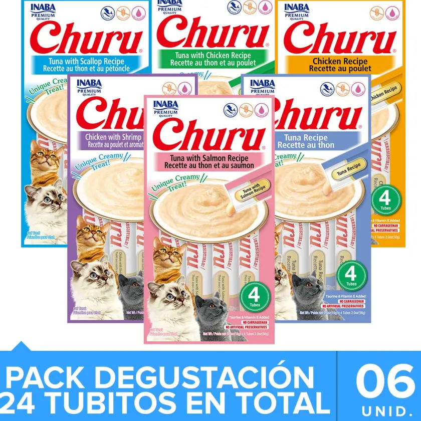 Inaba Húmedos^Ciao Churu Mix Degustación con 6 unidades (24 tubitos)