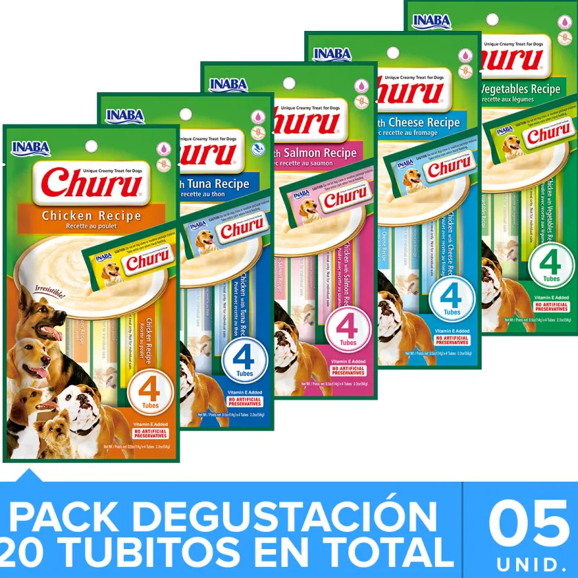 Inaba Húmedos^Ciao Churu para Perros Mix Degustacion con 5 unidades (20 tubitos)