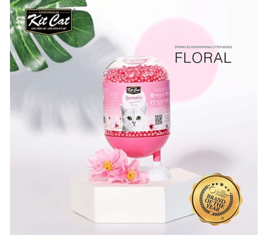KIT CAT Arenas^Sprinkles Perlas Perfumadas para arena de gato Aroma Floral 240gr