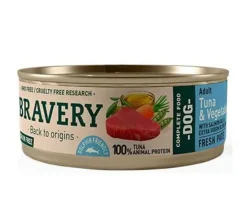 Bravery Húmedos^Lata Alimento Húmedo Natural para Perro Adulto Receta Atún y Vegetales 80 g