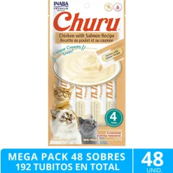Inaba Castrados | Senior (+7 Años)^Mega Pack 48 Sobres Ciao Churu Pollo y Salmón (192 Tubitos)