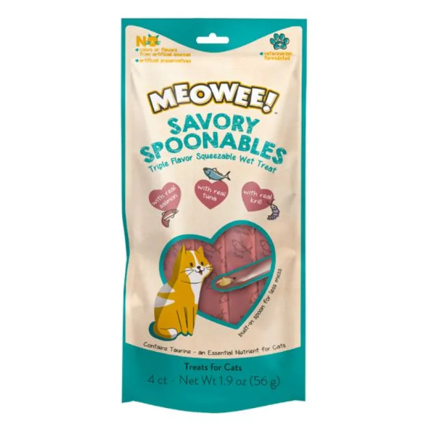 MEOWEE Húmedos | Galletas^SPOON SALMON TUNA AND SHRIMP 56GR