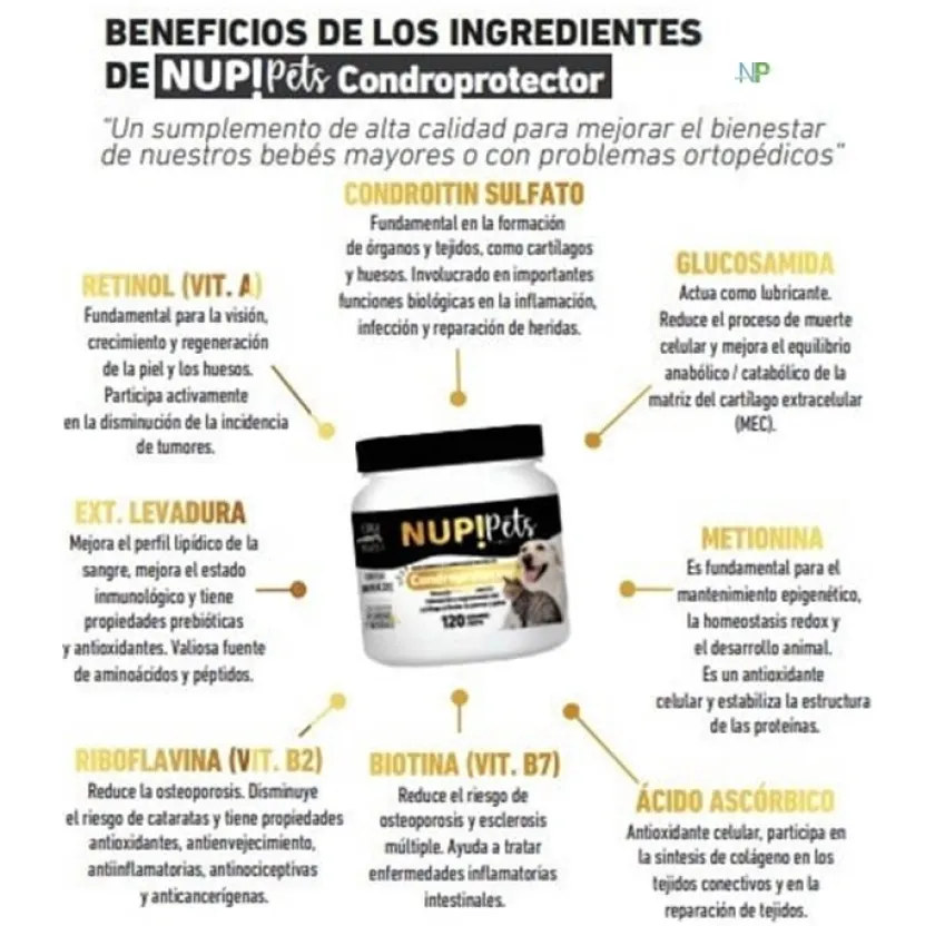 NUP!Pets Vitaminas Y Suplementos^NUP! PETS Condroprotector para perros y gatos en polvo 120gr
