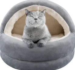 Pawise Camas^Cama Iglú Color Gris para Gatos