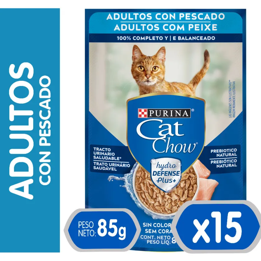 Cat Chow - Purina Húmedos^Purina Cat Chow Hydro Adultos Pescado 85gr PACK 15 Unidades