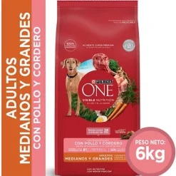 Purina One Adultos (1 A 7 Años)^PURINA® ONE® Adulto Mediano y Grande Pollo y Cordero 6kg